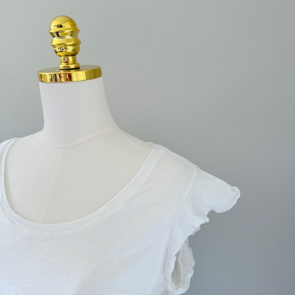 Toad&Co Ruffle Cap Sleeve Tee in True White, Sz L - Picture 2 of 8